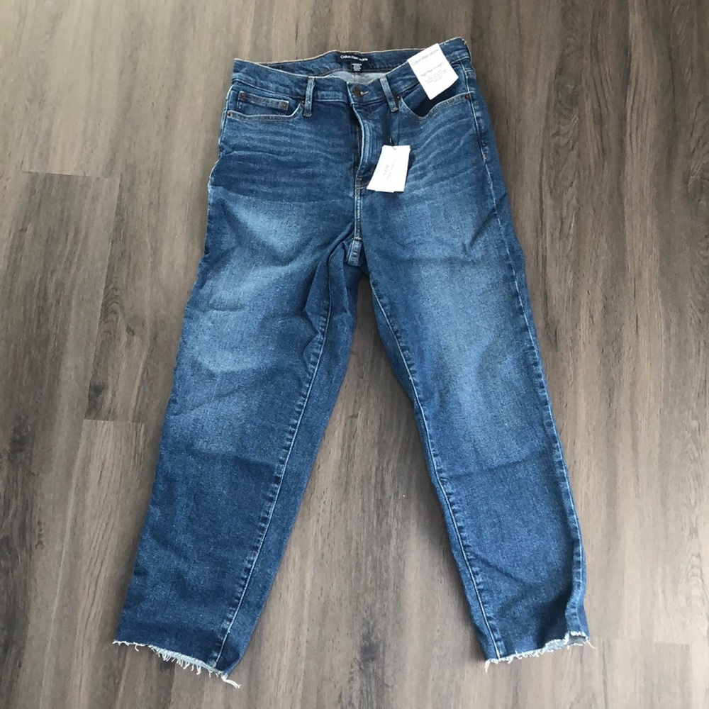 Calvin Klein High Rise Raw Hem Jeans